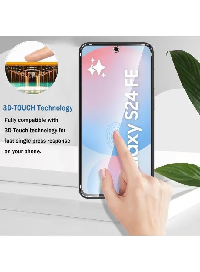 Glass 2+2 Pack Tempered Glass Screen Protector & Camera Lens Protector for Samsung Galaxy S24 FE (6.7″) – HD Clear, 9H Hardness, Bubble-Free, Case-Friendly - Image 2
